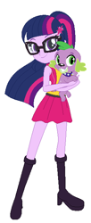 Size: 268x660 | Tagged: safe, artist:cookiechans2, artist:obriannakenobi, imported from derpibooru, sci-twi, spike, spike the regular dog, twilight sparkle, dog, equestria girls, friendship games, 2016, bare shoulders, base used, boots, clothes, glasses, high heel boots, high heels, looking at you, school spirit, school uniform, schoolgirl, shoes, simple background, sleeveless, white background