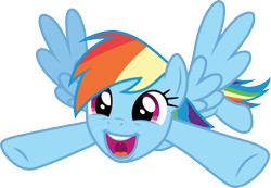 Size: 4329x3000 | Tagged: safe, artist:cloudy glow, imported from derpibooru, rainbow dash, pegasus, pony, daring done?, season 7, .ai available, female, full body, high res, hooves, mare, open mouth, open smile, simple background, smiling, solo, spread wings, transparent background, underhoof, uvula, vector, wings