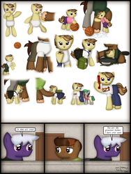 Size: 1750x2333 | Tagged: safe, artist:99999999000, imported from derpibooru, oc, oc only, oc:firearm king, oc:li anna, oc:zhang cathy, oc:zhang xiangfan, earth pony, pony, comic:journey, baby, basketball, clothes, comic, father, female, filly, foal, male, sports