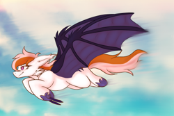 Size: 400x267 | Tagged: artist needed, source needed, safe, imported from derpibooru, oc, oc only, oc:night shade, bat pony, claws, flying, membranous wings, solo, spread wings, wings