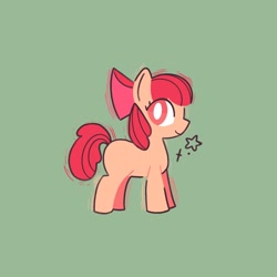 Size: 2048x2048 | Tagged: safe, artist:cyberspit, imported from derpibooru, apple bloom, earth pony, pony, female, filly, foal, green background, simple background, solo, white pupils