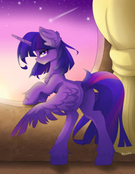 Size: 1280x1646 | Tagged: safe, artist:natanvok, imported from derpibooru, twilight sparkle, alicorn, pony, butt, dock, plot, solo, tail, twibutt, twilight sparkle (alicorn)