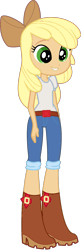 Size: 509x1566 | Tagged: safe, artist:assassins-creed1999, imported from derpibooru, apple bloom, applejack, equestria girls, 2015, bow, clothes, palette swap, recolor, shoes, simple background, solo, transparent background