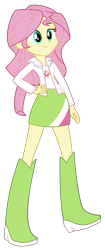 Size: 578x1381 | Tagged: safe, artist:assassins-creed1999, imported from derpibooru, fluttershy, sunset shimmer, equestria girls, boots, clothes, high heel boots, jacket, leather jacket, palette swap, recolor, shirt, shoes, simple background, skirt, solo, transparent background