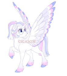 Size: 3600x4100 | Tagged: safe, artist:gigason, imported from derpibooru, oc, oc:white knight, alicorn, pony, colored wings, female, glasses, mare, multicolored wings, obtrusive watermark, offspring, parent:double diamond, parent:twilight sparkle, parents:diamondlight, simple background, solo, transparent background, watermark, wings