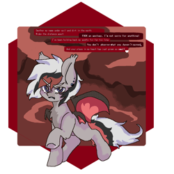 Size: 1203x1205 | Tagged: safe, artist:ubebreb, imported from derpibooru, oc, oc only, oc:verano, bat pony, angry, bat pony oc, ear piercing, lyrics, ms paint, piercing, text