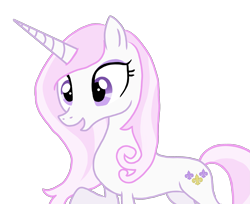 Size: 2891x2357 | Tagged: safe, artist:nitlynjane, imported from derpibooru, fleur-de-lis, pony, unicorn, autodesk sketchbook, cute, eyeshadow, female, fleurabetes, gameloft, horn, long horn, looking at something, makeup, mare, open mouth, open smile, raised hoof, simple background, smiling, transparent background, two toned mane, vector