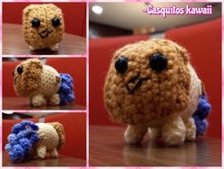 Size: 2730x2048 | Tagged: safe, artist:casquitos kawaii, imported from derpibooru, oc, oc:paper bag, earth pony, pony, amigurumi, crochet, handmade, paper bag, photo, plushie, solo