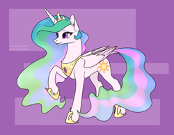 Size: 1800x1400 | Tagged: safe, artist:glassygreatart, imported from derpibooru, princess celestia, alicorn, pony, digital art, female, folded wings, horn, jewelry, mare, regalia, smiling, solo, wings