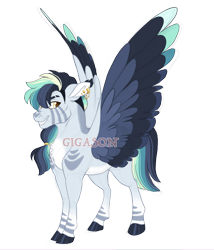 Size: 3600x4200 | Tagged: safe, artist:gigason, imported from derpibooru, oc, oc:cloud nine, hybrid, zebra, zebrasus, zony, magical lesbian spawn, obtrusive watermark, offspring, parent:rainbow dash, parent:zecora, simple background, solo, transparent background, watermark