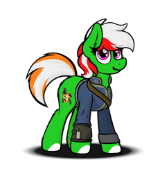 Size: 1464x1583 | Tagged: safe, artist:aaathebap, imported from derpibooru, oc, oc:wandering sunrise, earth pony, pony, fallout equestria, fallout equestria: dead tree, clothes, fallout, fanfic art, jumpsuit, simple background, solo, standing, transparent background, vault suit