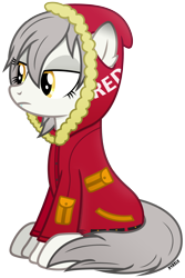 Size: 2400x3600 | Tagged: safe, artist:a4r91n, imported from derpibooru, oc, oc only, earth pony, pony, arknights, clothes, fangs, hoodie, ponified, projekt red, simple background, sitting, transparent background