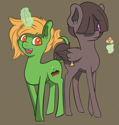 Size: 1153x1207 | Tagged: safe, artist:wax feather, imported from derpibooru, oc, oc:evergreen, oc:wax feather, pegasus, pony, unicorn, flower, magic, magic aura, male, telekinesis