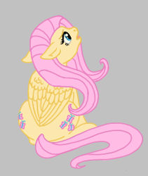 Size: 245x290 | Tagged: safe, fluttershy, pegasus, pony, aggie.io, female, looking up, mare, open mouth, simple background, sitting