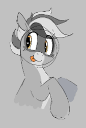 Size: 170x252 | Tagged: safe, artist:hattsy, oc, oc only, earth pony, pony, aggie.io, female, mare, raised hoof, simple background, smiling, tongue out