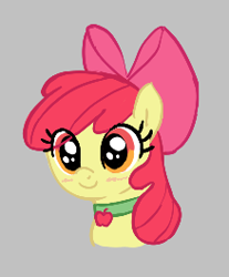 Size: 219x264 | Tagged: safe, artist:crade, apple bloom, earth pony, pony, aggie.io, blushing, bow, collar, female, filly, implied applejack, jewelry, lowres, mare, necklace, simple background, smiling