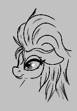 Size: 156x226 | Tagged: safe, oc, oc only, pony, aggie.io, female, lowres, mare, monochrome, simple background, smiling