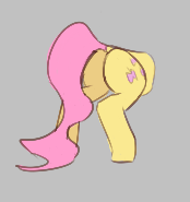 Size: 174x185 | Tagged: safe, fluttershy, pony, aggie.io, butt, dock, female, lowres, mare, plot, simple background, stuck