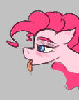 Size: 114x143 | Tagged: safe, pinkie pie, pony, aggie.io, blushing, female, mare, simple background, tongue out