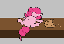 Size: 215x149 | Tagged: safe, artist:tjpones, pinkie pie, earth pony, pony, aggie.io, belly, cookie, female, food, mare, micro, on back, simple background, table