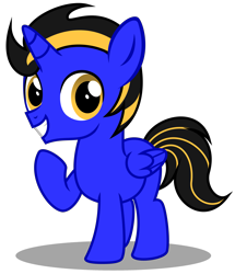 Size: 2837x3294 | Tagged: safe, artist:strategypony, imported from derpibooru, oc, oc only, oc:zee ayoura, alicorn, pony, colt, foal, horn, male, raised hoof, simple background, solo, transparent background, wings