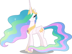 Size: 10000x7483 | Tagged: safe, artist:chrzanek97, imported from derpibooru, princess celestia, alicorn, pony, sweet and elite, .svg available, absurd resolution, ethereal mane, ethereal tail, female, hair over one eye, jewelry, lidded eyes, looking at you, mare, regalia, simple background, smiling, smirk, solo, tail, transparent background, vector