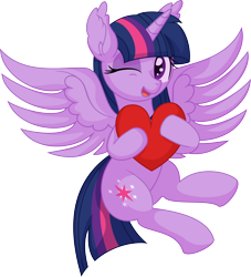 Size: 6214x6835 | Tagged: safe, artist:cyanlightning, imported from derpibooru, twilight sparkle, alicorn, pony, .svg available, absurd resolution, cute, ear fluff, female, heart, heart pillow, looking at you, mare, pillow, simple background, smiling, solo, transparent background, twiabetes, twilight sparkle (alicorn), vector