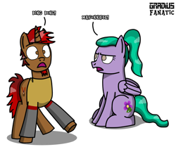 Size: 1481x1298 | Tagged: safe, artist:gradiusfanatic, imported from derpibooru, oc, oc only, oc:paul, oc:violet dew, pegasus, pony, unicorn, female, food, male, mayonnaise, sauce, simple background, transparent background