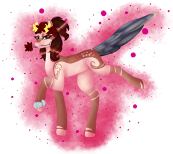 Size: 2622x2334 | Tagged: safe, artist:peachyminnie, imported from derpibooru, oc, oc only, earth pony, pony, earth pony oc, flower, flower in mouth, mouth hold, raised hoof, simple background, transparent background