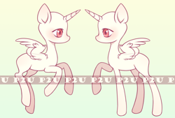 Size: 924x625 | Tagged: safe, artist:miioko, imported from derpibooru, oc, oc only, alicorn, pony, alicorn oc, bald, base, duo, horn, raised hoof, wings