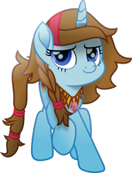 Size: 2553x3326 | Tagged: safe, artist:lincolnbrewsterfan, derpibooru exclusive, imported from derpibooru, oc, oc only, oc:midday shine, pony, unicorn, my little pony: the movie, .svg available, blue eyes, braid, cute face, cute smile, diamond, female, gentle smile, gift art, headband, highlights, inkscape, jewelry, looking up, mare, movie accurate, necklace, ponysona, present, raised hoof, shading, simple background, smiling, solo, stray strand, svg, tail, tail band, transparent background, vector