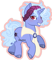 Size: 1007x1158 | Tagged: safe, artist:stormcloud-yt, imported from derpibooru, oc, oc only, pony, unicorn, base used, grin, hoof polish, horn, male, offspring, parent:hoo'far, parent:trixie, parents:trixfar, simple background, smiling, solo, stallion, story included, transparent background, unicorn oc