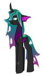 Size: 600x1056 | Tagged: safe, artist:goldlines005, imported from derpibooru, queen chrysalis, oc, changeling, changeling queen, alternate design, changeling queen oc, female, purple changeling, simple background, solo, transparent background