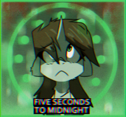 Size: 1300x1200 | Tagged: safe, artist:provolonepone, imported from derpibooru, oc, oc only, oc:littlepip, pony, unicorn, fallout equestria, bust, caption, chromatic aberration, clock, doomsday clock, fallout, female, floppy ears, full face view, looking up, mare, solo, text