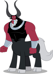 Size: 5719x8000 | Tagged: safe, artist:chrzanek97, artist:earlpeterg, edit, imported from derpibooru, vector edit, cozy glow, lord tirek, centaur, taur, antagonist, beard, clenched fist, cloven hooves, evil grin, facial hair, female, filly, filly prey, foal, grin, horns, male, male pred, muscles, nose piercing, nose ring, piercing, septum piercing, shackles, shadow, simple background, smiling, tail, transparent background, vector, vore