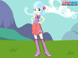 Size: 800x600 | Tagged: safe, artist:princess-night-luna, imported from derpibooru, coco pommel, equestria girls, day, female, looking at you, pose, smiling, smiling at you, solo