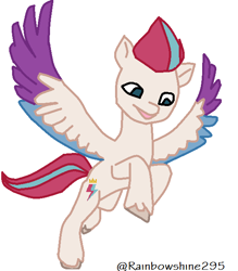 Size: 552x631 | Tagged: safe, artist:itz-rainbowshine295, imported from derpibooru, zipp storm, pegasus, pony, colored wings, g5, ms paint, multicolored wings, my little pony: a new generation, simple background, slim, solo, spread wings, teal eyes, white background, wings