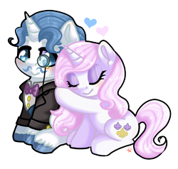 Size: 1746x1659 | Tagged: safe, artist:bl--blacklight, imported from derpibooru, fancypants, fleur-de-lis, pony, unicorn, chibi, cute, eyes closed, fancyfleur, female, male, shipping, simple background, smiling, straight, transparent background