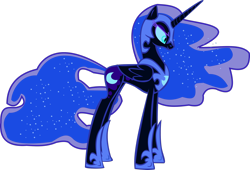 Size: 2970x2018 | Tagged: safe, artist:thebosscamacho, imported from derpibooru, nightmare moon, alicorn, pony, female, high res, mare, side view, simple background, smiling, smirk, solo, transparent background, vector