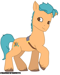 Size: 1032x1284 | Tagged: safe, artist:itz-rainbowshine295, imported from derpibooru, hitch trailblazer, earth pony, pony, brown eyes, g5, male, ms paint, simple background, solo, stallion, white background