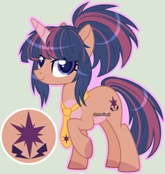 Size: 2384x2516 | Tagged: safe, artist:stormcloud-yt, imported from derpibooru, oc, pony, unicorn, base used, colored hooves, female, horn, mare, necktie, offspring, parent:flash sentry, parent:twilight sparkle, parents:flashlight, simple background, solo, unicorn oc