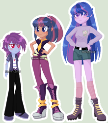Size: 562x638 | Tagged: safe, artist:stormcloud-yt, imported from derpibooru, oc, oc only, equestria girls, base used, boots, clothes, equestria girls-ified, female, height difference, high heel boots, male, offspring, pants, parent:flash sentry, parent:twilight sparkle, parents:flashlight, shoes, shorts, simple background, smiling, solo