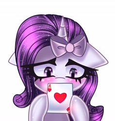 Size: 3880x4096 | Tagged: safe, artist:opal_radiance, imported from derpibooru, oc, oc:violin melody, pony, unicorn, big eyes, card, commission, cute, dreamy eyes, female, mane, mare, purple mane, solo, your character here