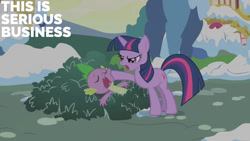 Size: 1280x720 | Tagged: safe, edit, edited screencap, editor:quoterific, imported from derpibooru, screencap, spike, twilight sparkle, pony, unicorn, season 1, winter wrap up, duo, eyes closed, female, male, mare, open mouth, sleeping, snow, text, unicorn twilight