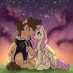 Size: 2000x2000 | Tagged: safe, artist:not-ordinary-pony, imported from derpibooru, fluttershy, pegasus, fanfic:kingdom hearts of harmony, commission, kingdom hearts, kingdom hearts of harmony, shipping, sora, sorashy