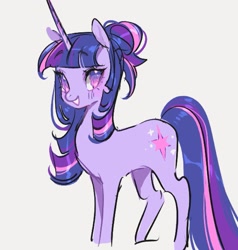 Size: 1107x1161 | Tagged: safe, artist:costly, imported from derpibooru, twilight sparkle, pony, unicorn, alternate hairstyle, cute, female, hair bun, mare, smiling, solo, twiabetes, unicorn twilight