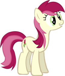 Size: 2278x2633 | Tagged: safe, artist:thebosscamacho, imported from derpibooru, roseluck, earth pony, pony, .svg available, female, full body, grin, high res, hooves, mare, show accurate, simple background, smiling, solo, standing, tail, transparent background, two toned mane, two toned tail, vector