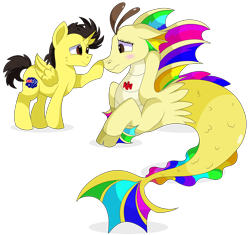 Size: 8600x8100 | Tagged: safe, artist:rainbowtashie, imported from derpibooru, oc, oc:rainbow tashie, oc:tommy the human, alicorn, pony, siren, alicorn oc, australia, boop, child, colt, commissioner:bigonionbean, cute, daaaaaaaaaaaw, dialogue, duo, female, floppy ears, foal, gem, horn, hug, male, nintendo, simple background, siren gem, siren oc, sirenified, species swap, transparent background, wings