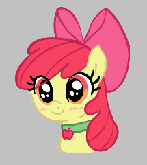 Size: 215x240 | Tagged: artist needed, safe, imported from derpibooru, apple bloom, pony, aggie.io, blushing, bow, collar, female, filly, foal, lowres, simple background, smiling