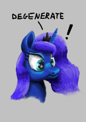 Size: 169x240 | Tagged: safe, princess luna, alicorn, pony, aggie.io, dialogue, female, frown, lowres, mare, simple background, talking